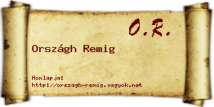 Országh Remig névjegykártya